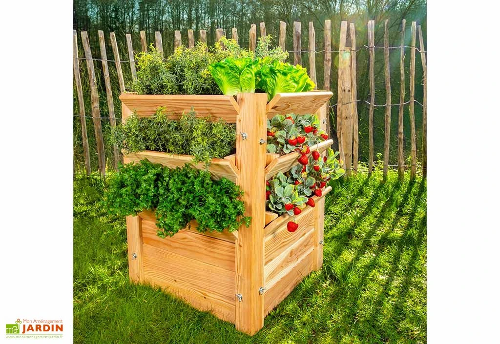 Tour De Culture Verticale En Bois De Mélèze 65 X 73 Cm 4 Tour De Culture Verticale En Bois De Mélèze 65 X 73 Cm – Image 2