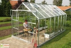 Serre De Jardin En Verre Trempé Lams 9,7 M² - Laurus Alu Naturel